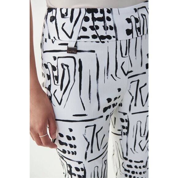 NWT Joseph Ribkoff Vanilla Black Abstract Art to Wear Print Crop Pants Style 221 - Picture 4 of 13